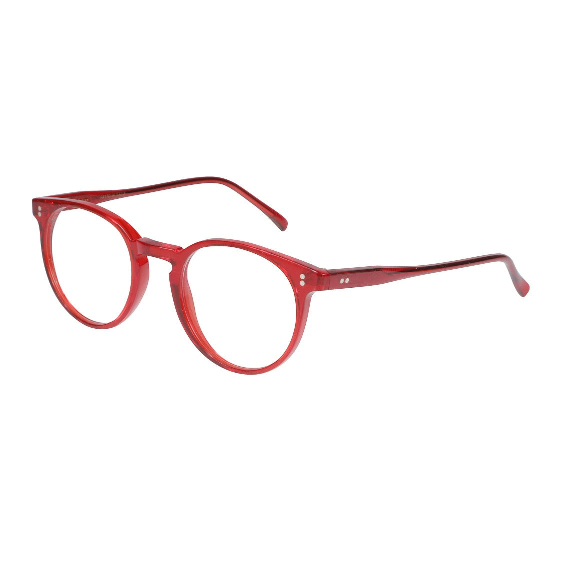 Kador Chyli/K-47 Translucent Red Rounded Sunglasses With Silver Rivet Details