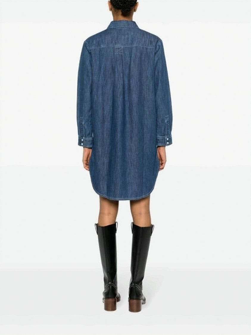 A.P.C. Relaxed Oversized Denim Dress With Classic Collar