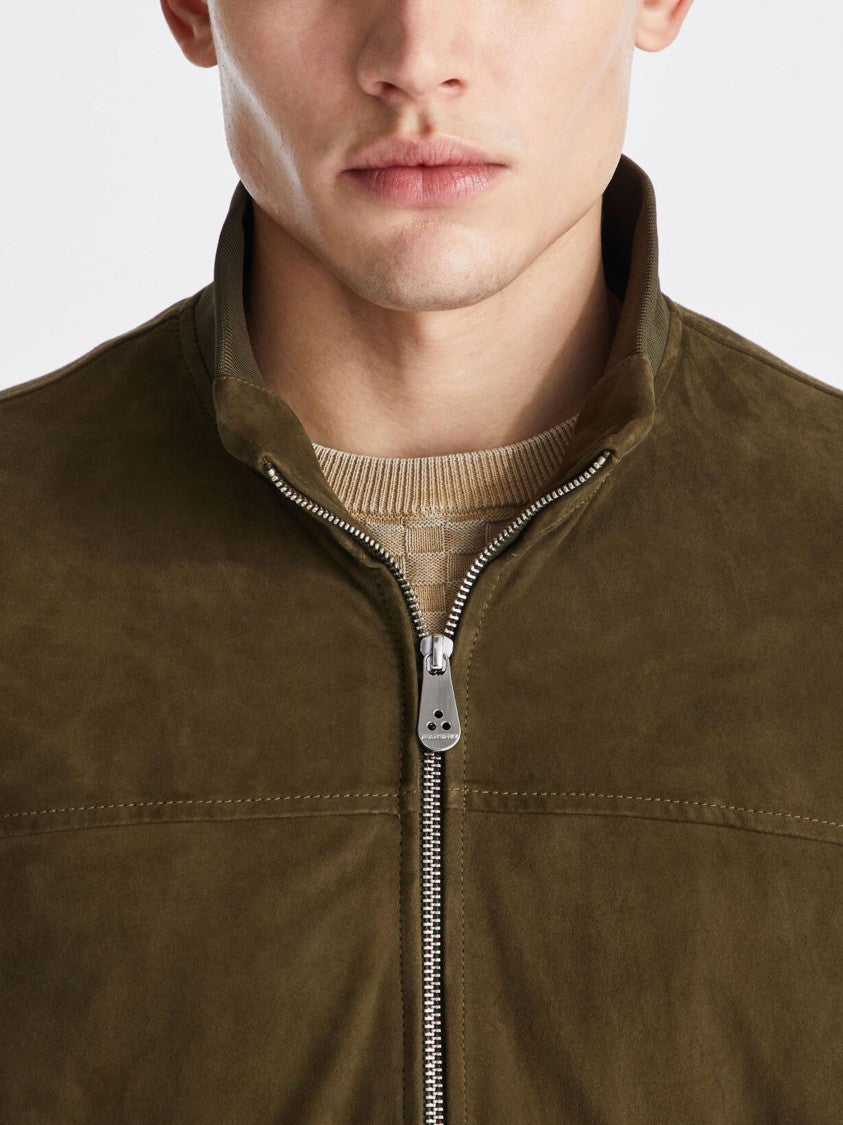 Peuterey Olive Suede Stand-Up Jacket