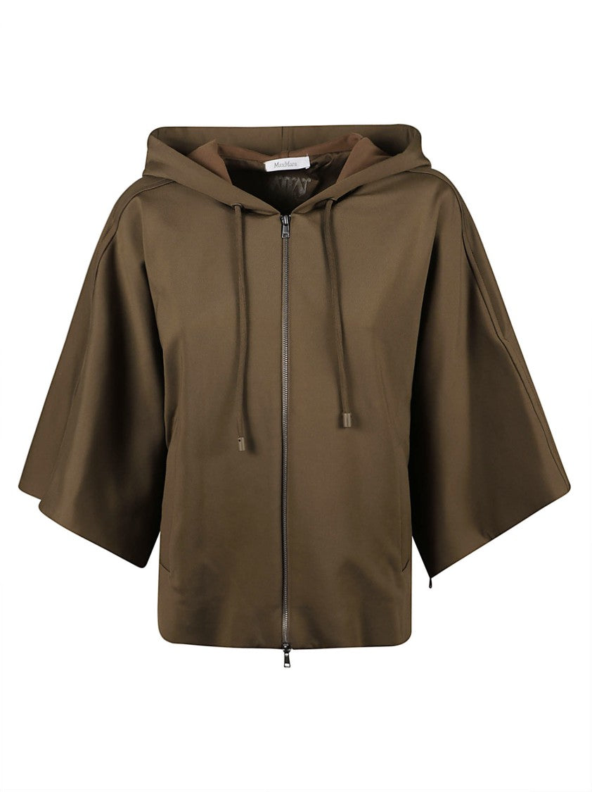 Max Mara Boxy Cropped Jacket With Hood And Zipper Closure