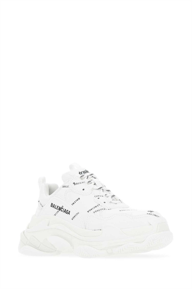 Balenciaga White Synthetic Leather Triple S Sneakers