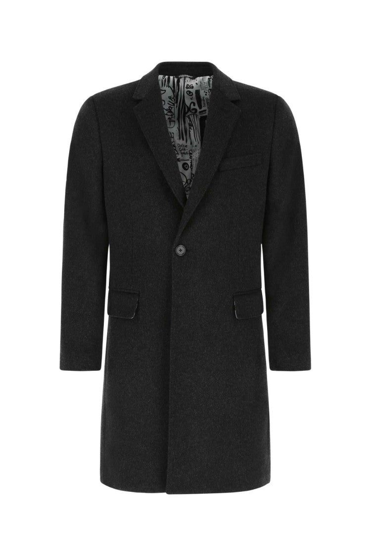 Dolce & Gabbana Slate Wool Blend Coat