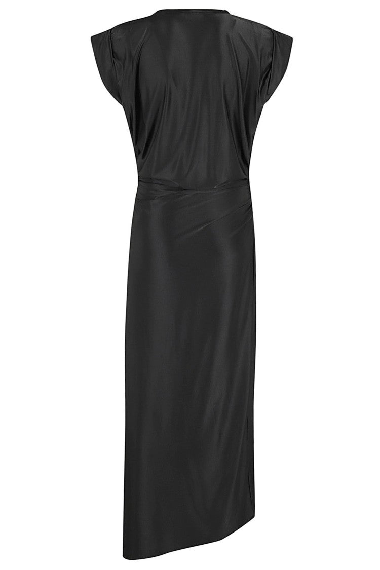 Rabanne Long Black Dress With Draped Waist