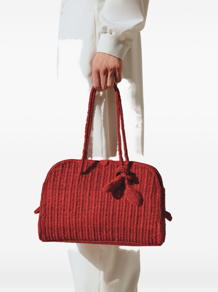 Jacquemus Red Raffia Artisanal Top-Handle Bag