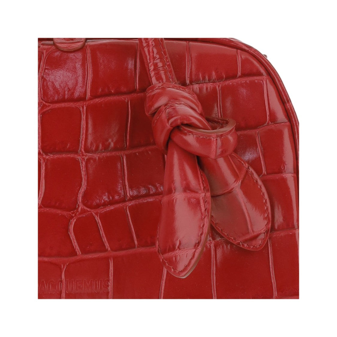 Jacquemus Structured Red Calfskin Travel Bag With Embossed Logo And Knotted Handle