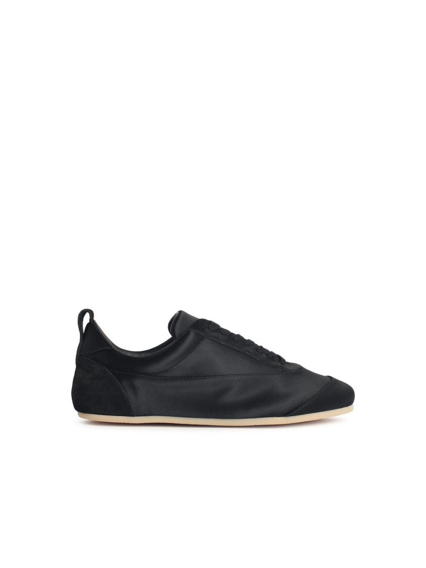 Jil Sander Etage' Satin Sneakers With Black Suede Trim