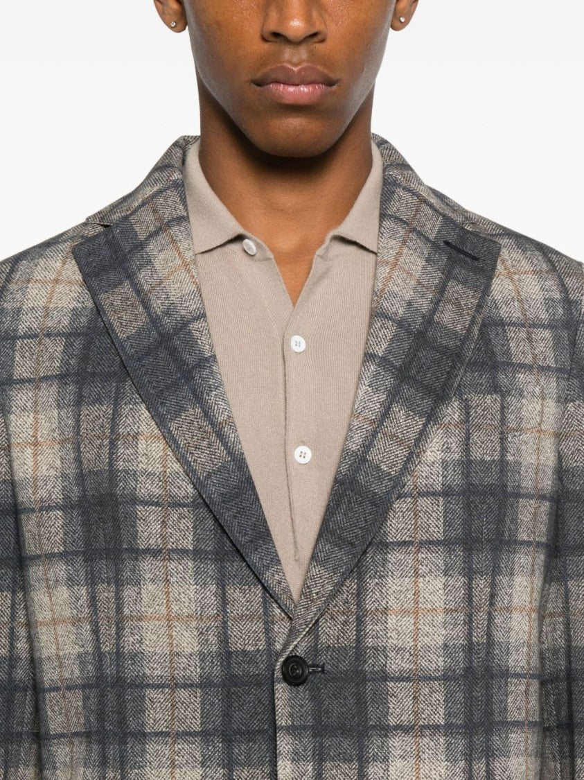 Circolo 1901 Plaid Blazer With Tailored Fit And Notched Lapel