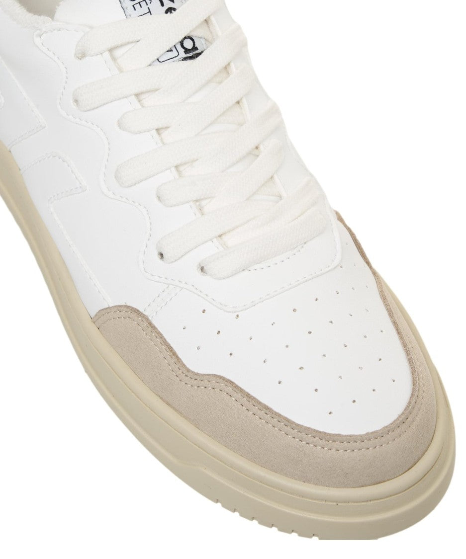 Zeta White Corn Leather Sneakers With Contrasting Details