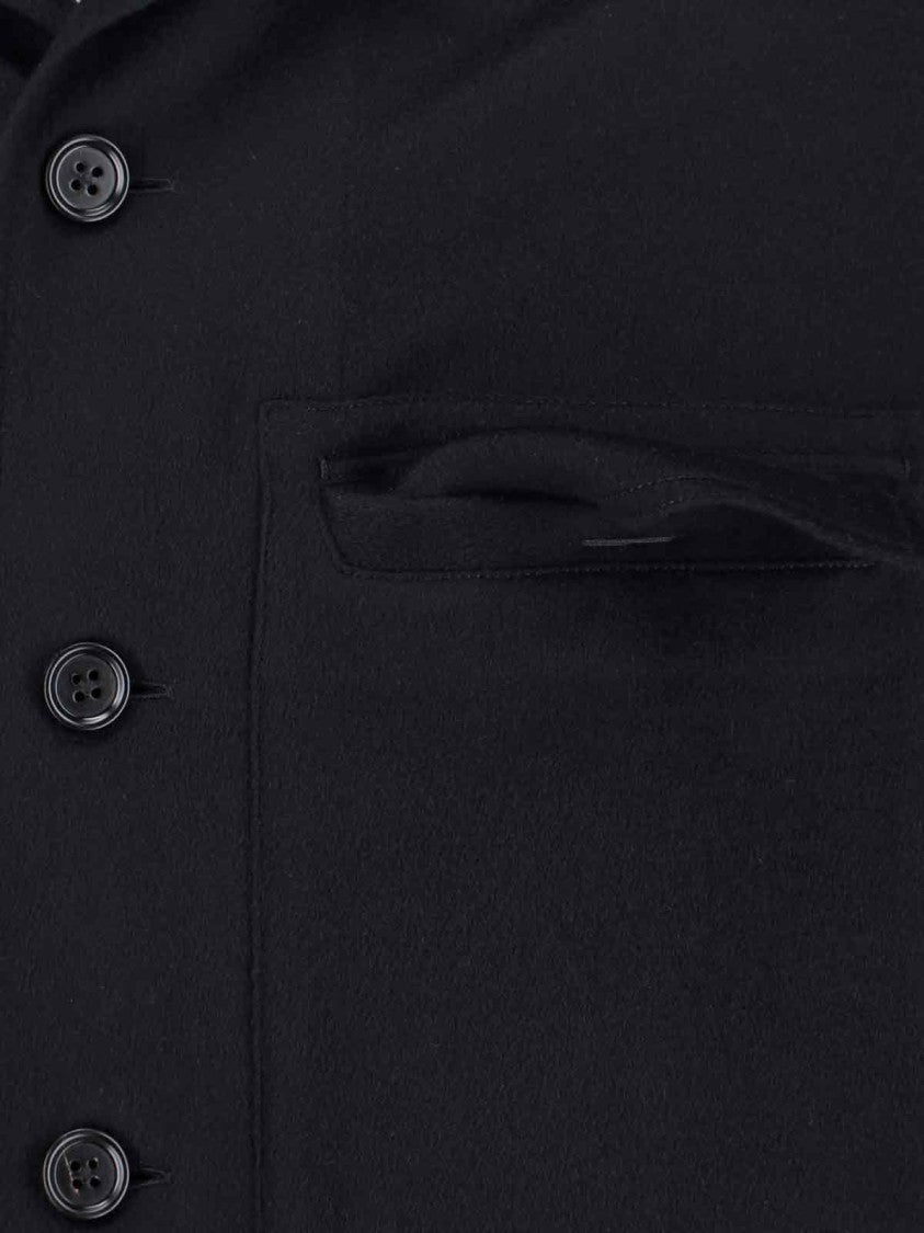 Zegna Cashmere Shirt Jacket With Classic Collar And Button Closure