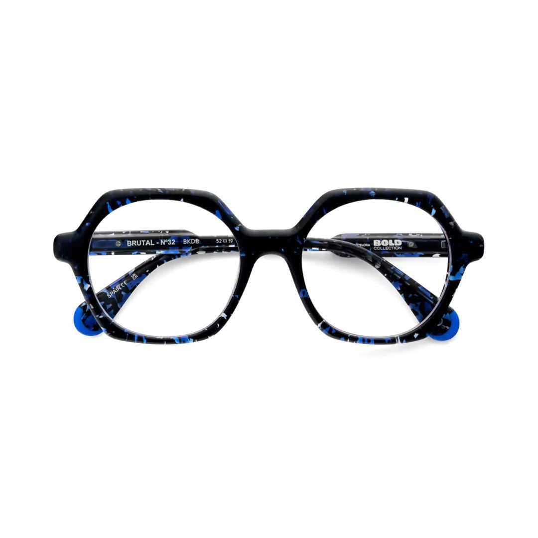 Etnia Barcelona Brutal No.32 Hexagonal Geometric Eyeglasses With Marbled Accents