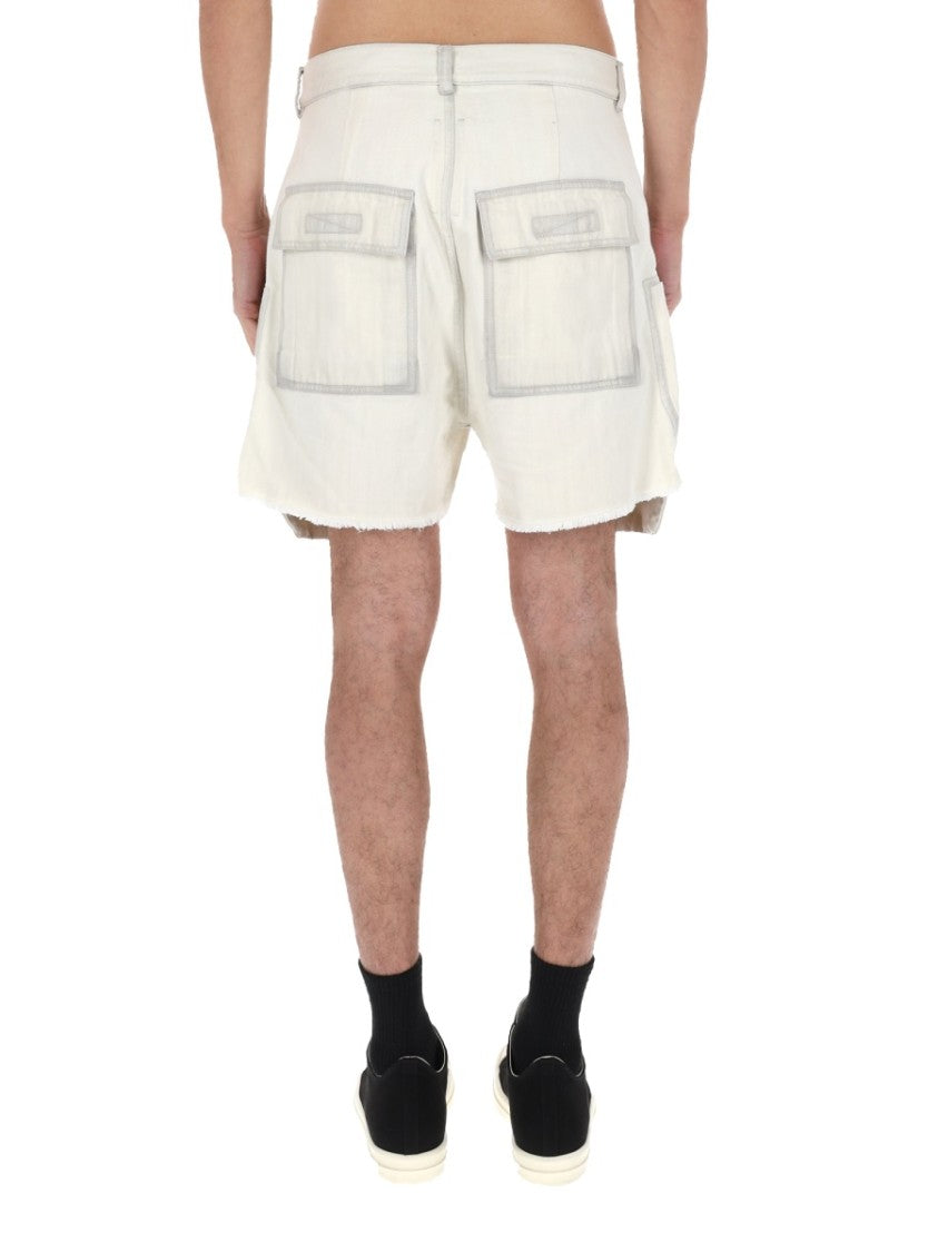 Drkshdw By Rick Owens Neutrals Bauhaus Oversized Zippered Cotton Shorts