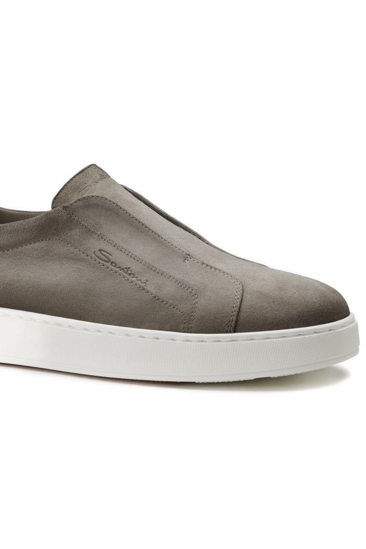 Santoni Seta Hand-Varnished Suede Sneakers