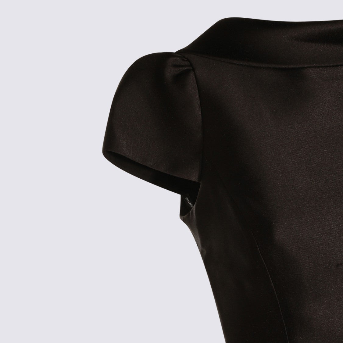 Self-Portrait Structured Black Dress With Puff Sleeves And Gathered Detailing
