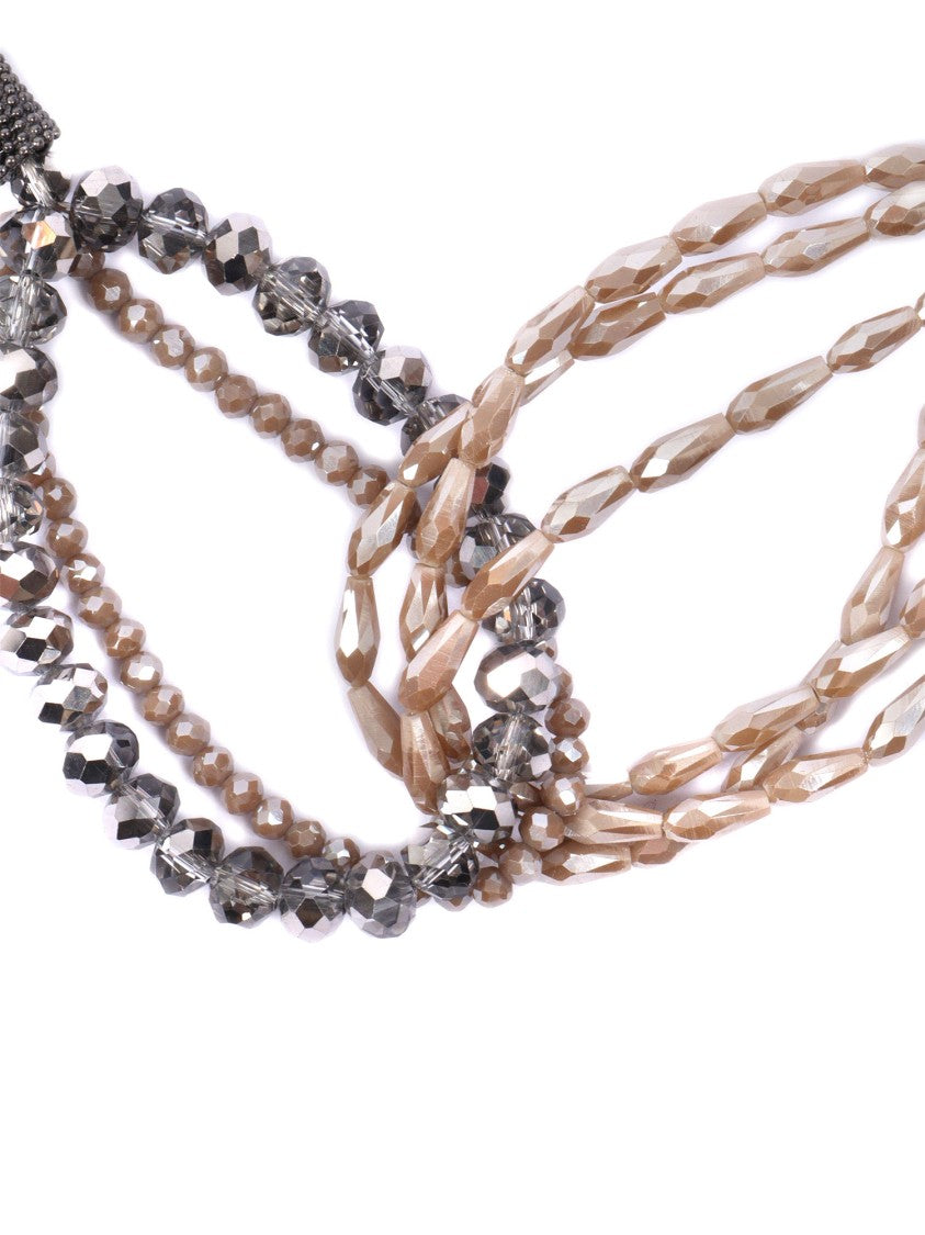 Peserico Intertwined Bead Necklace With Textured Bar