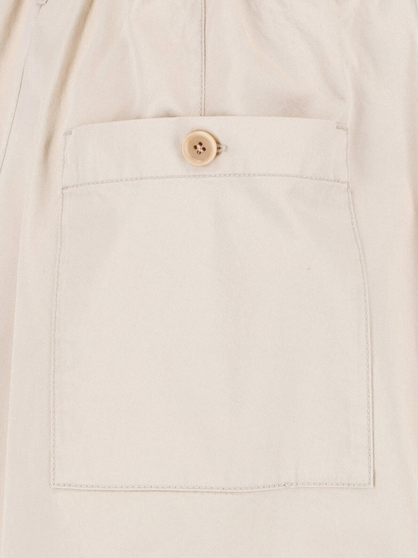Aspesi Beige Pleated Midi Cotton Skirt Skirt