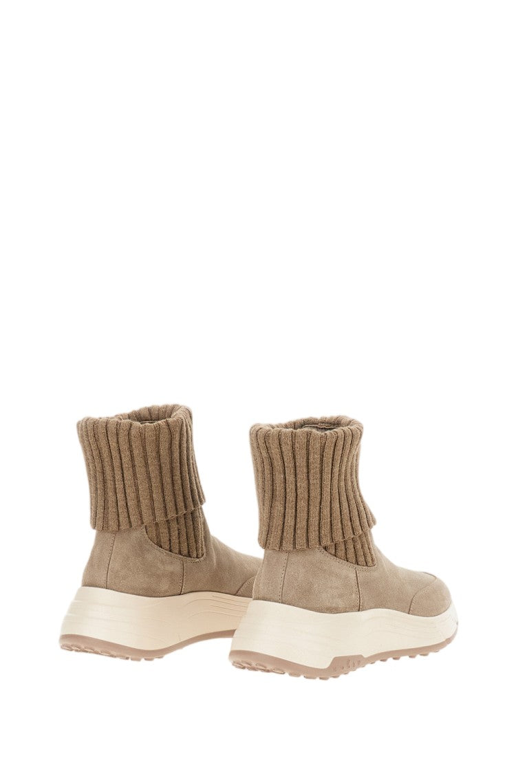 Hogan Chelsea Boots With Ribbed Wool-Blend Knit Shaft