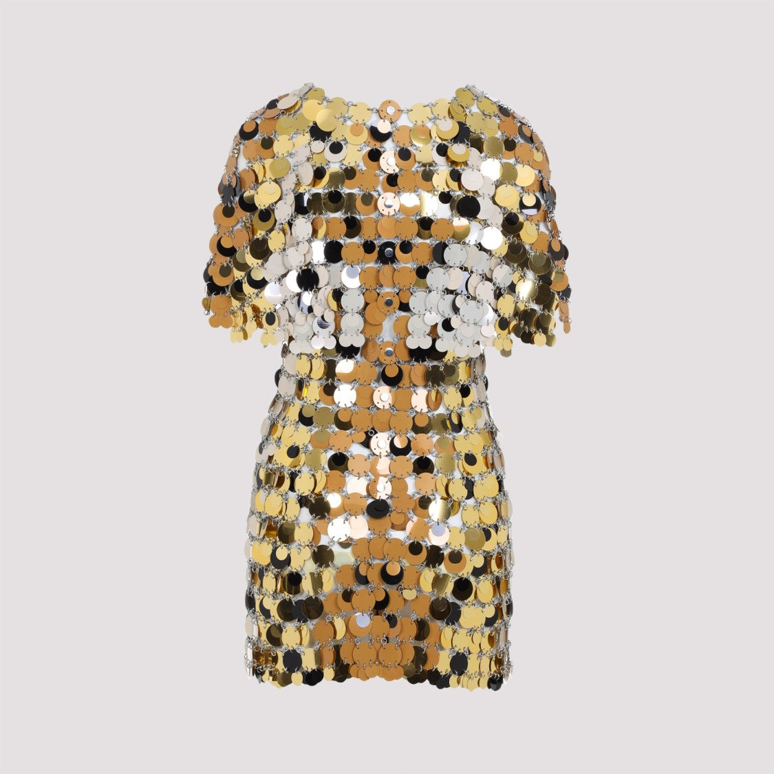 Rabanne Metallic Disc-Embellished Fitted Dress