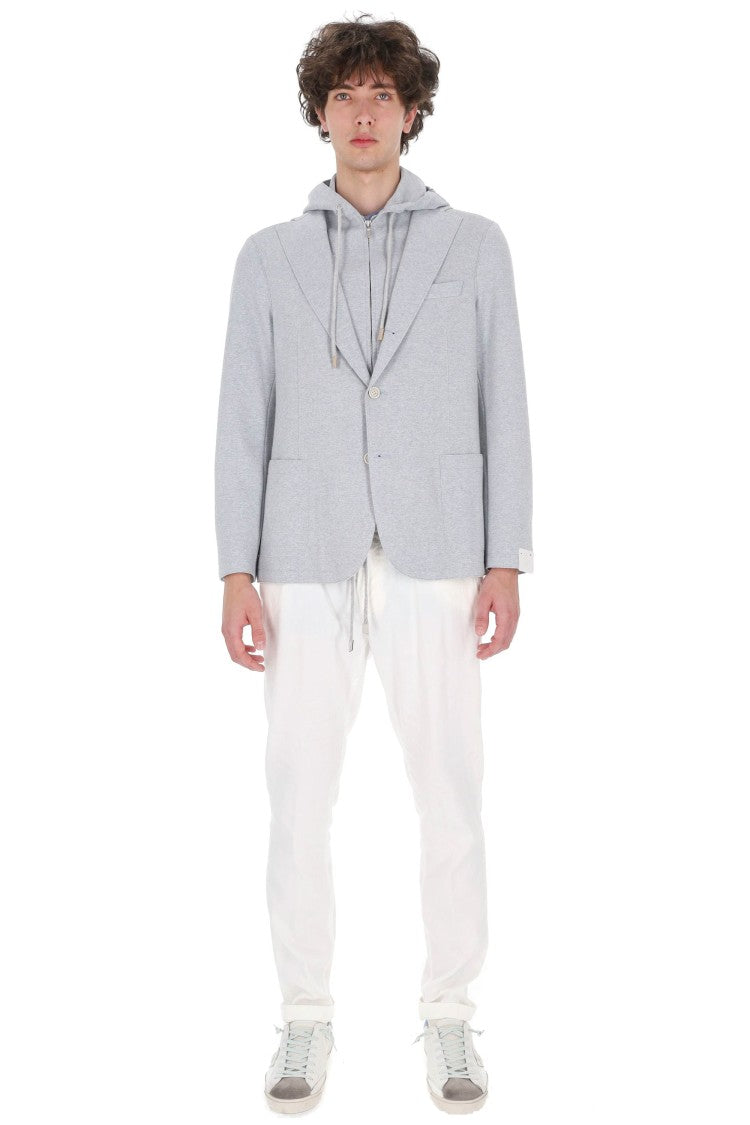 Eleventy Light Blue Raw-Edge Cotton Blazer