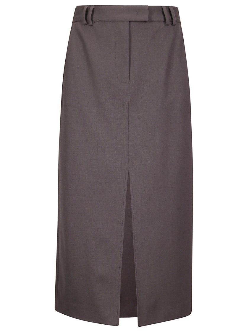 Alberto Biani Brown Midi Skirt With Front Slit