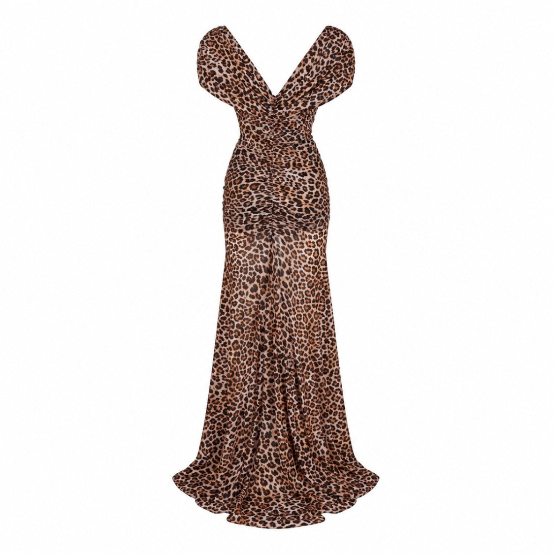 Blumarine Leopard Print Floral Evening Dress