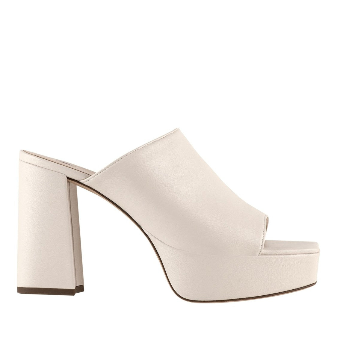 Högl White Carey High Block Heel Platform Leather Sandals