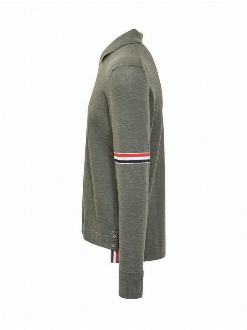 Thom Browne Tailored Wool Cardigan With Striped Accents