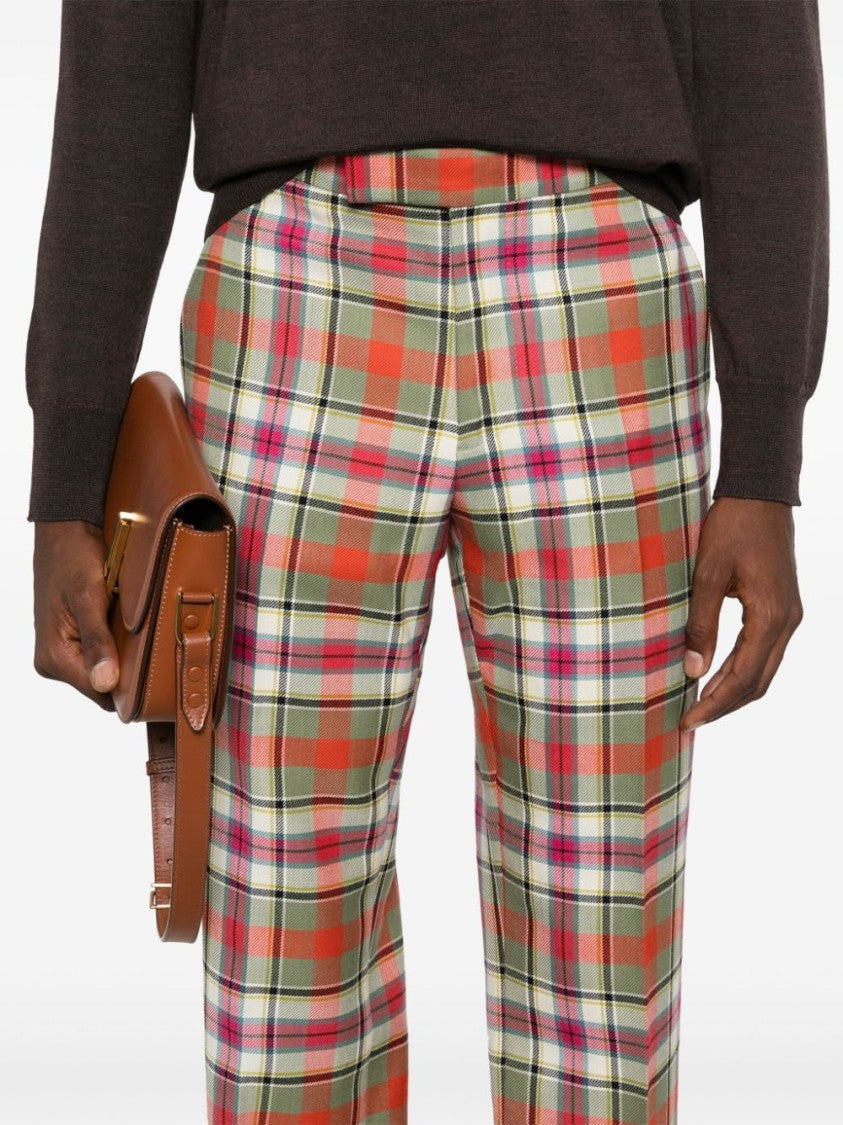 Vivienne Westwood Full-Length Trousers In Light Red Tartan Wool