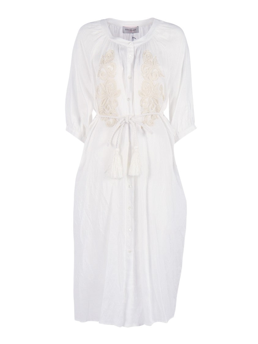 Ermanno Scervino Linen Tassel Belted Midi Dress