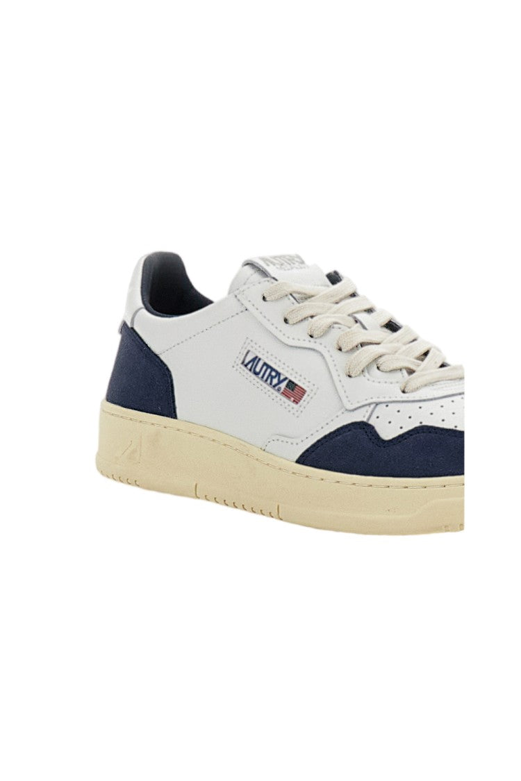 Autry White Blue Medalist Low Leather Suede Sneakers