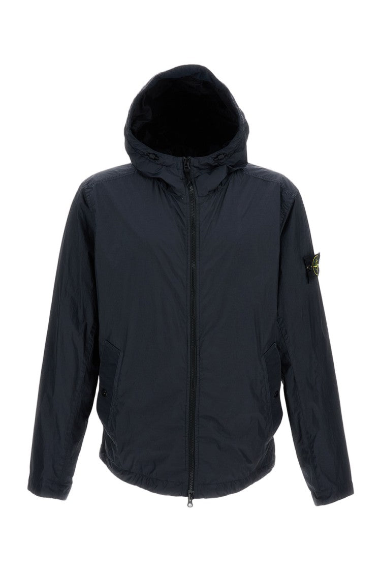 Stone Island Full-Zip Hooded Jacket With Double Slider Zipper
