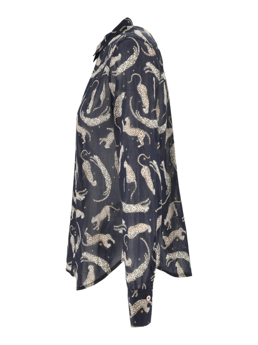 Forte Forte Cotton-Silk Voile Royal Leopard Shirt