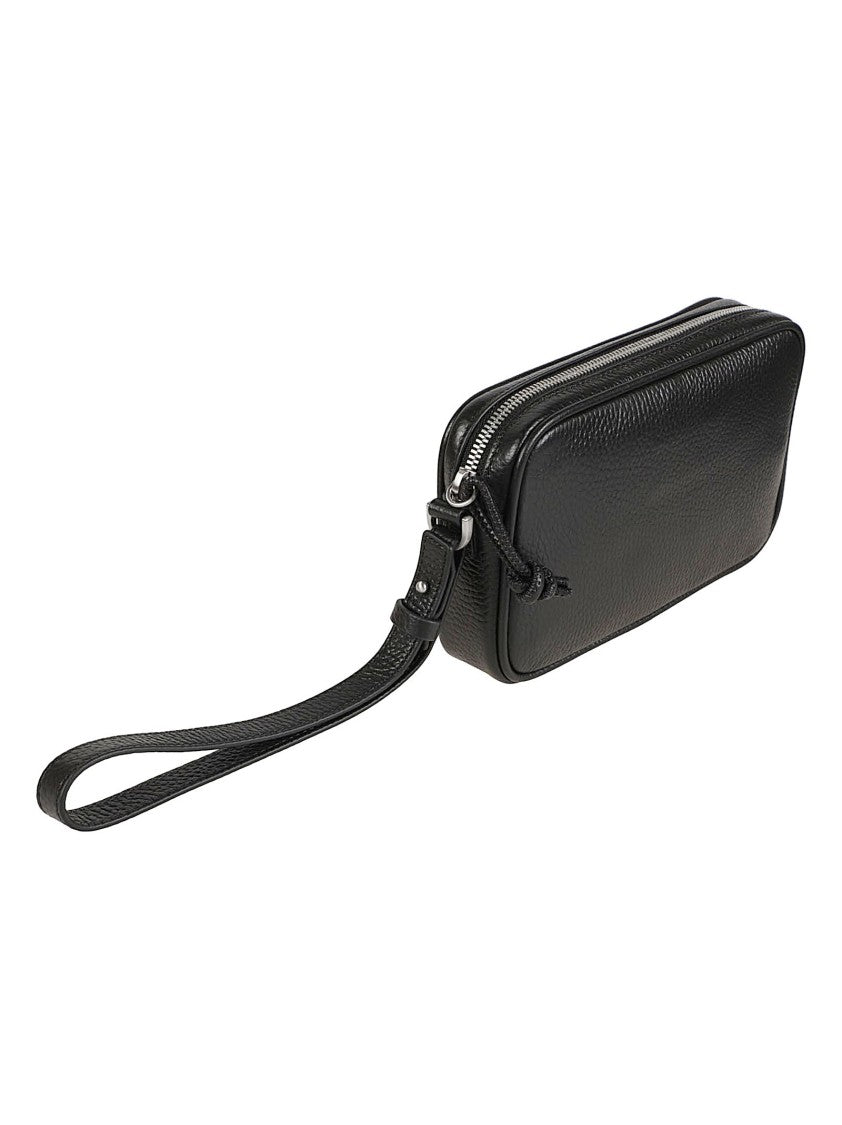 Emporio Armani Textured Calf Leather Logo Zippered Beauty Case