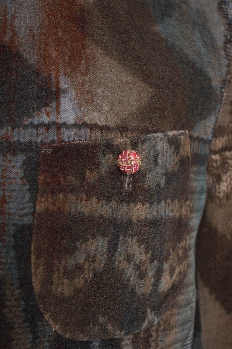 Luis Trenker Patchwork Knit Blazer With Stand-Up Collar And Artistic Flair