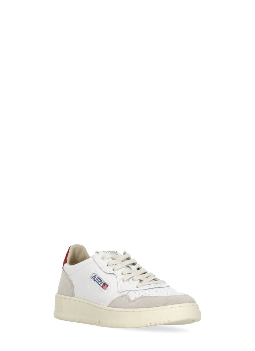 Autry White Medalist Low Suede-Blend Sneakers