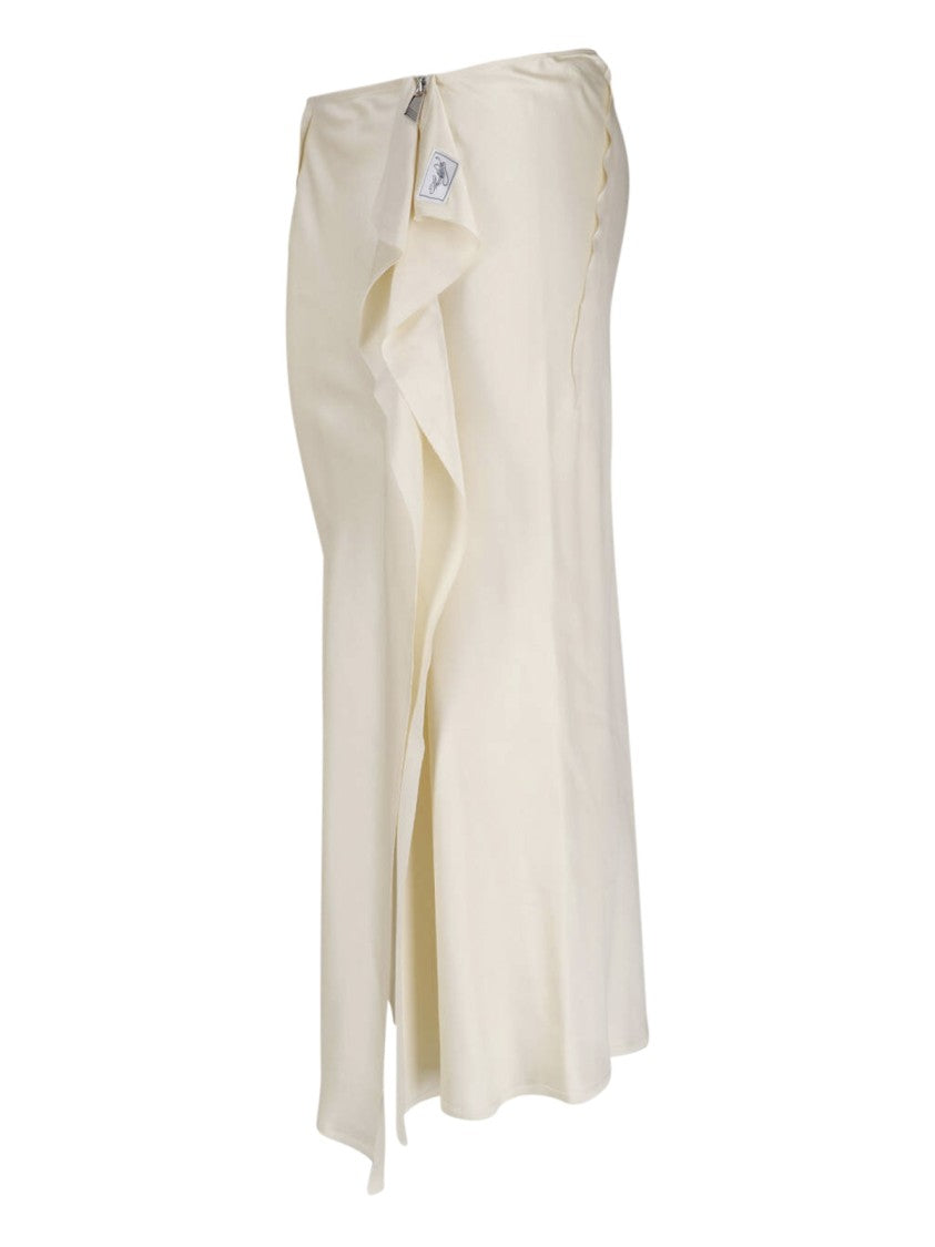 The Attico Cream Drape-Detail Zip-Side Viscose Midi Skirt