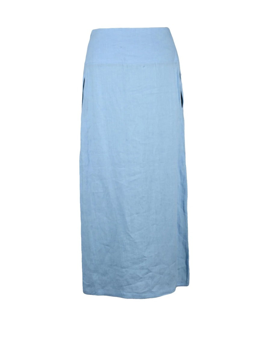 Eleventy Light Blue Linen Long Skirt