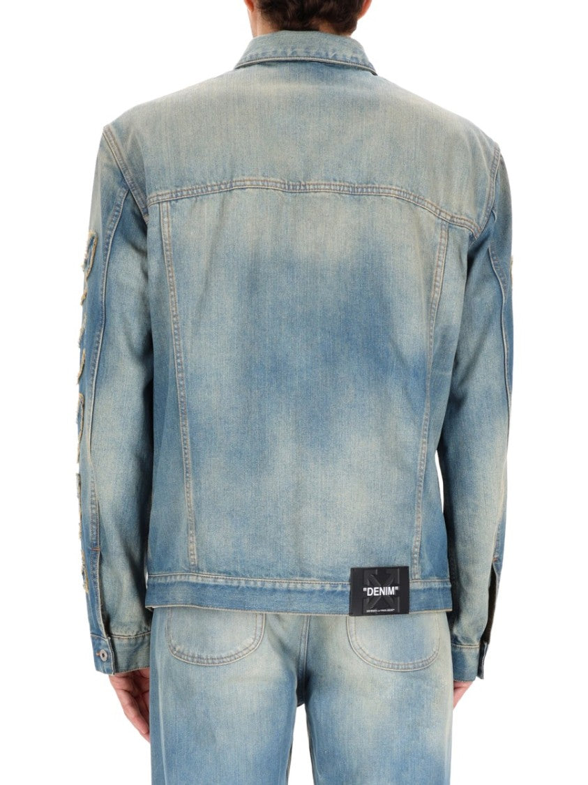 Off-White Raw Patch Distressed Denim Jacket