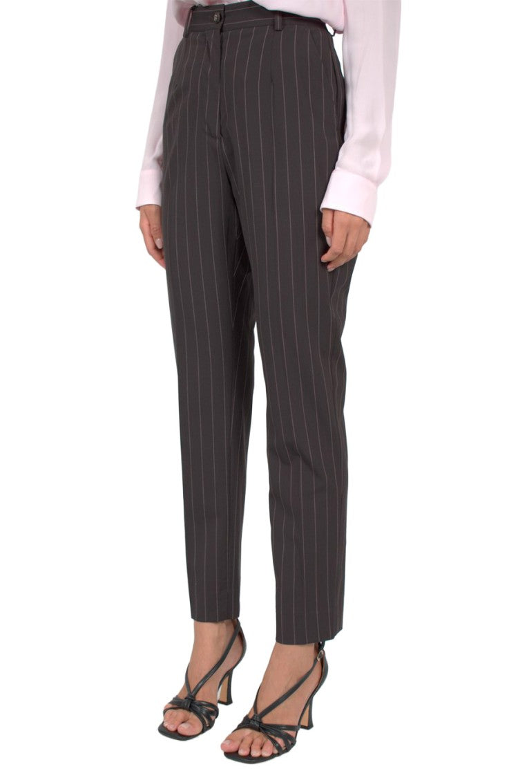 Dolce & Gabbana Charcoal Pinstripe Tapered Wool-Blend Pants