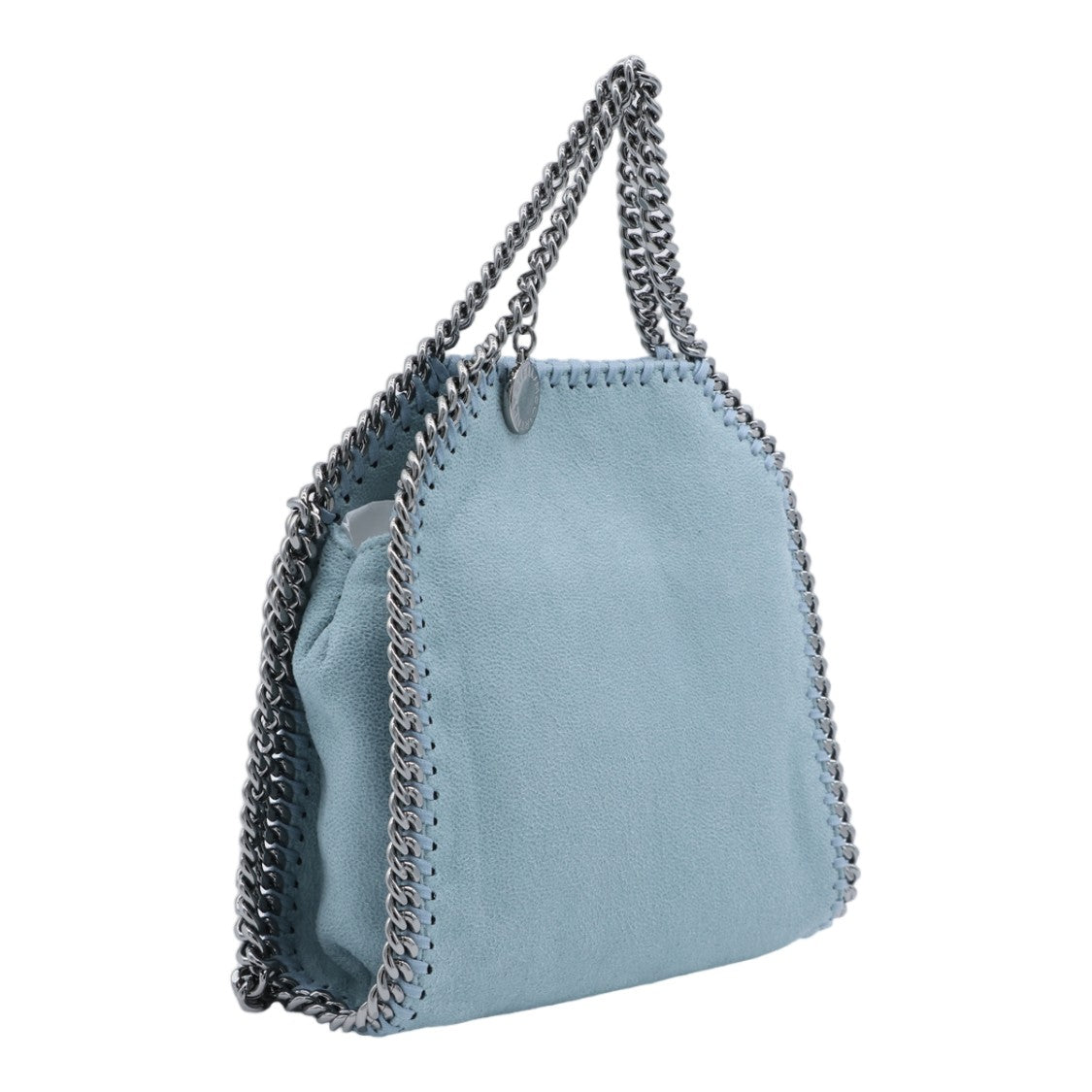 Stella Mccartney Textured Blue Handbag With Silver Chain Trim