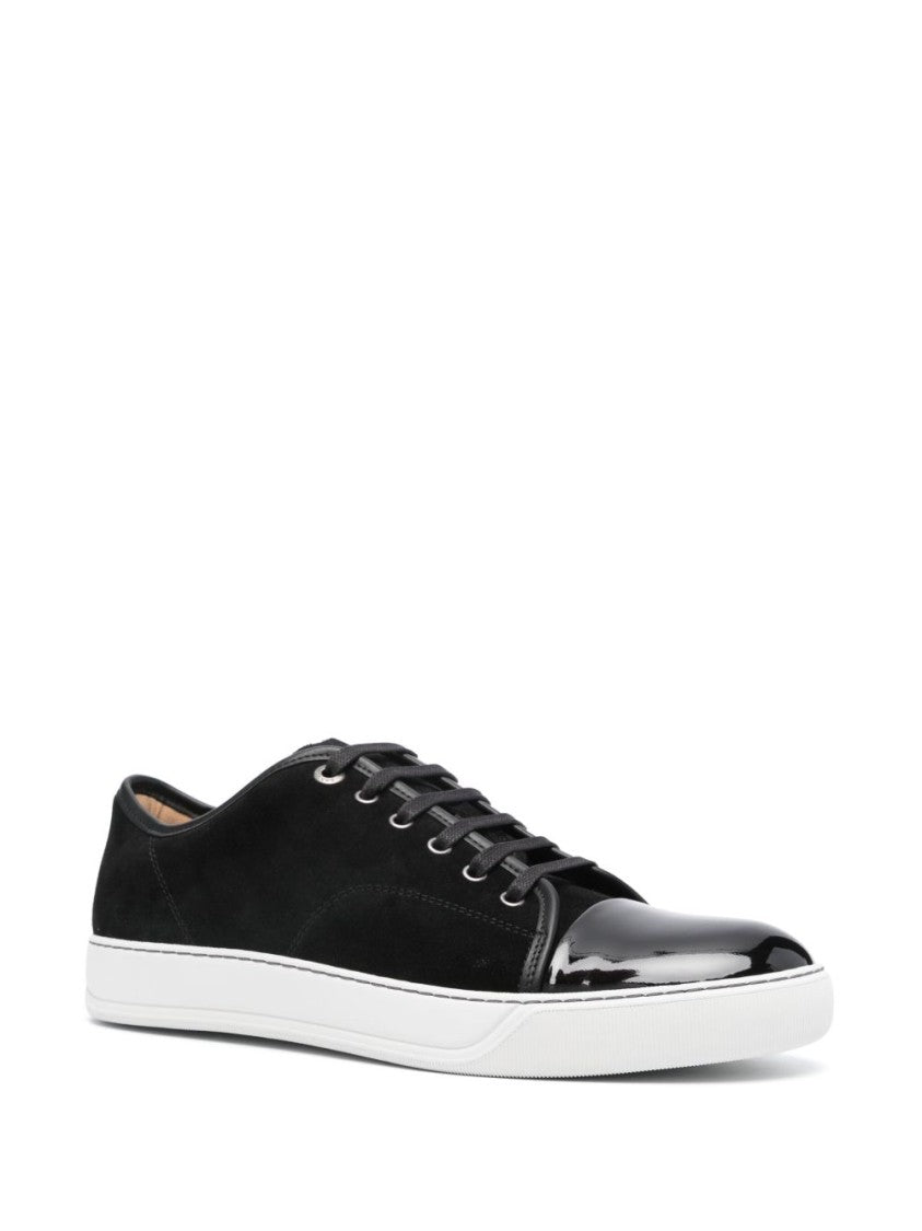 Lanvin Round Toe Patent Finish Black Sneakers