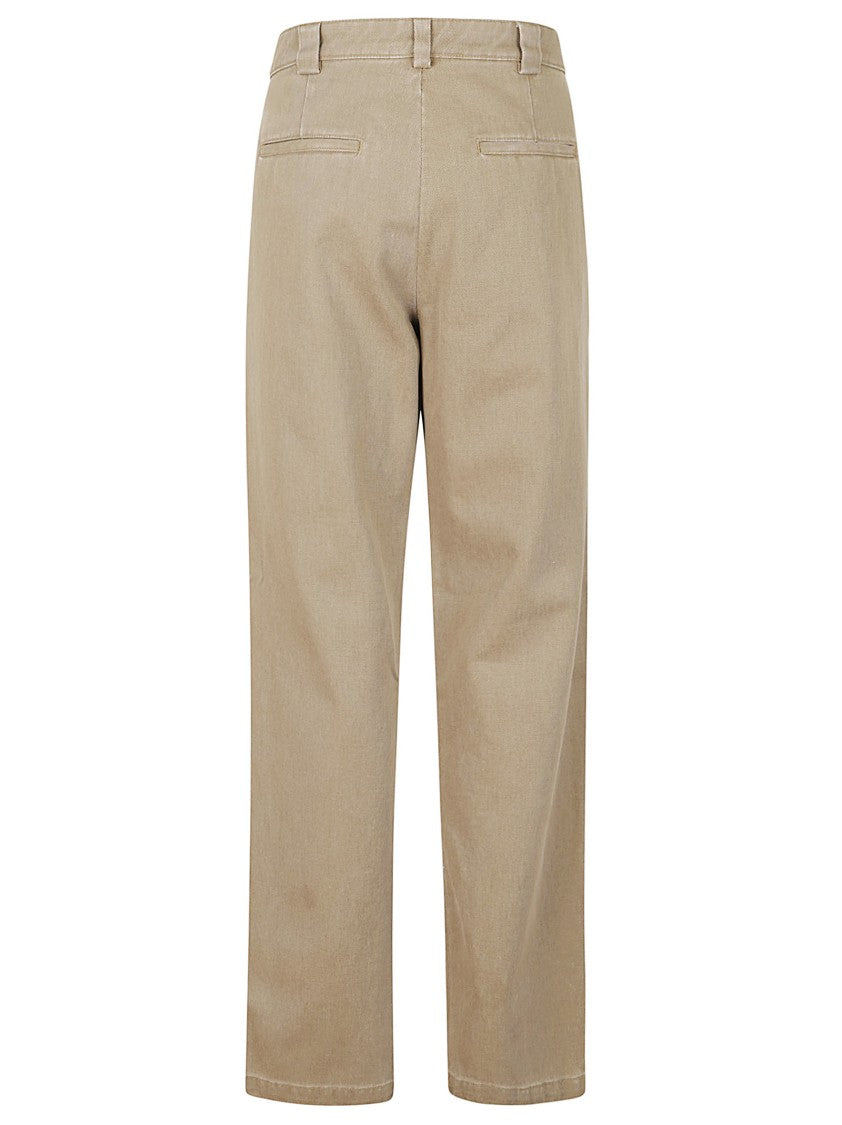 Aspesi Colonial Beige Distressed Cotton Trousers With Functional Pockets
