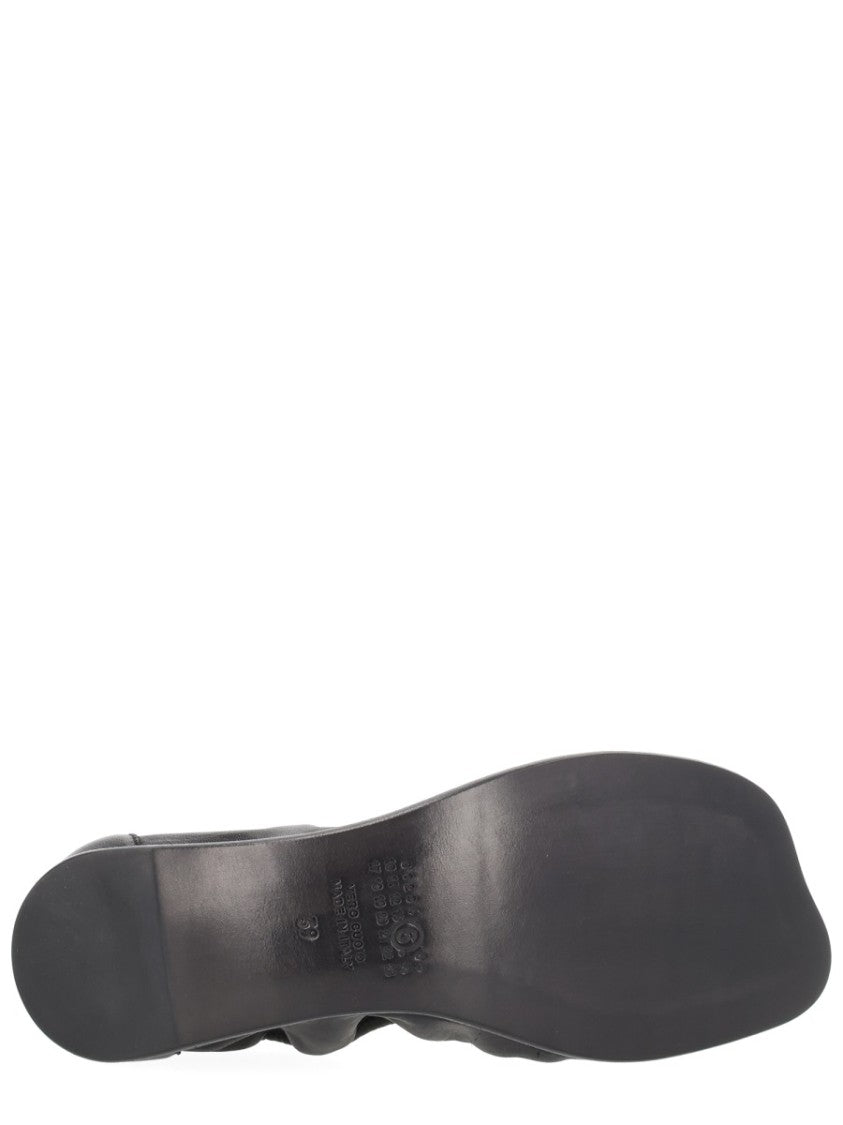 Mm6 By Maison Margiela Pointed Toe Gathered Leather Flats