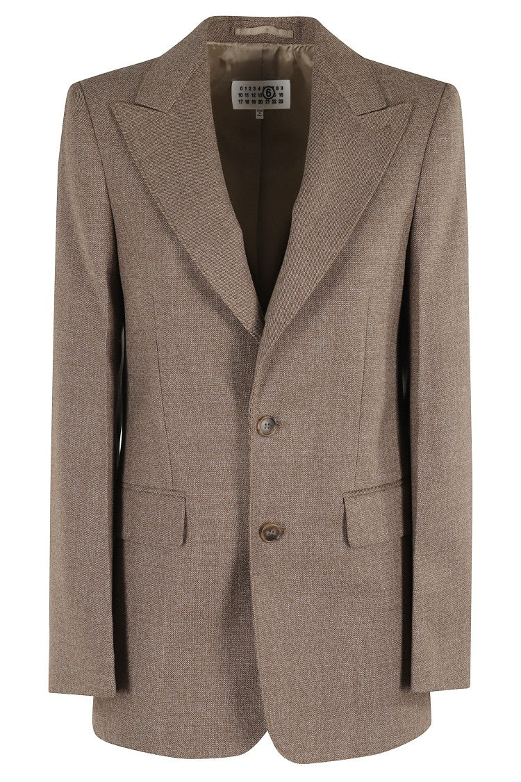 Mm6 By Maison Margiela Double-Breasted Gray Wool Blazer