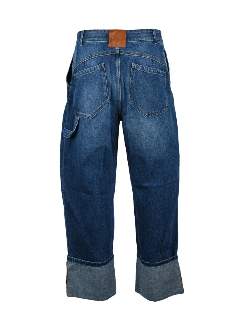 Icona Blue Baggy Over Leg Cotton Jeans