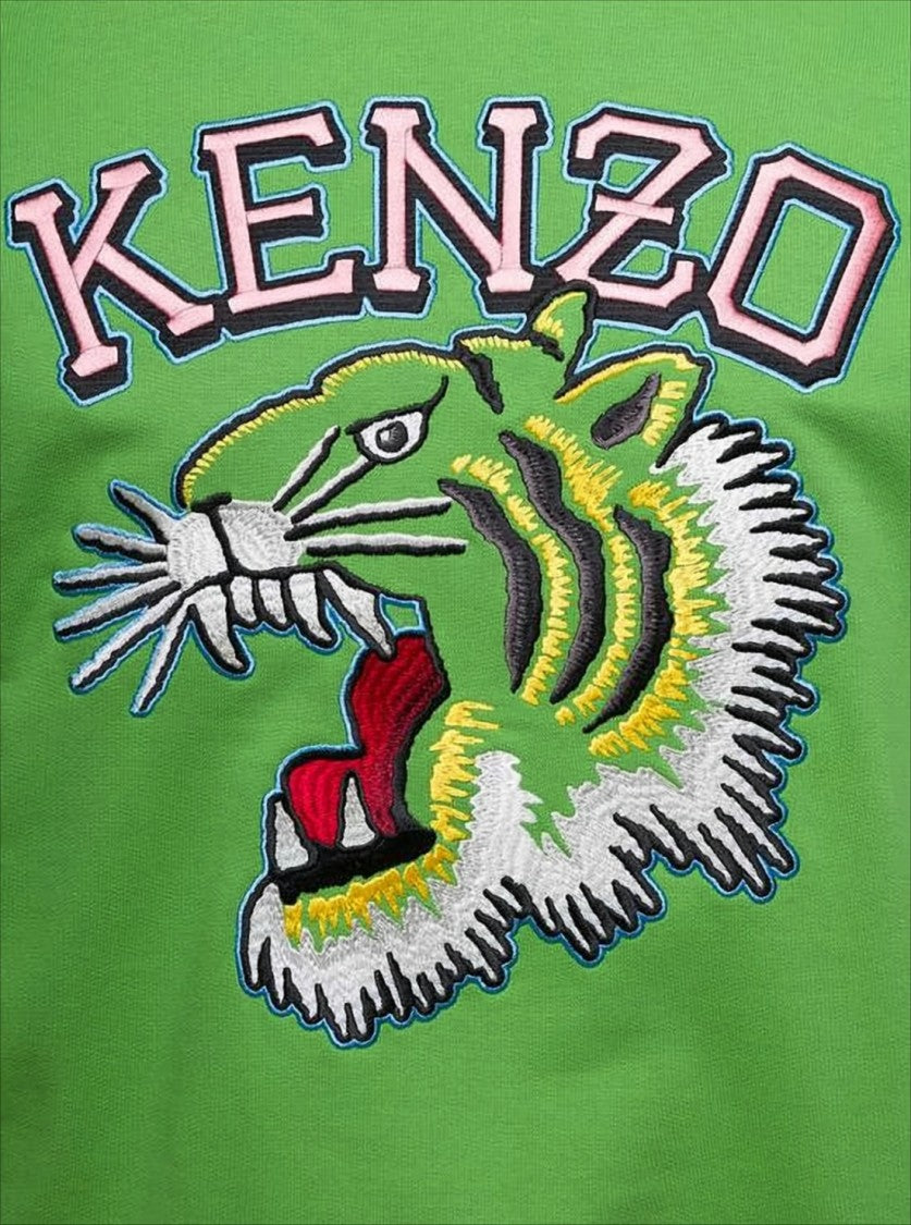 Kenzo Embroidered Tiger Head Green Long-Sleeve Sweatshirt