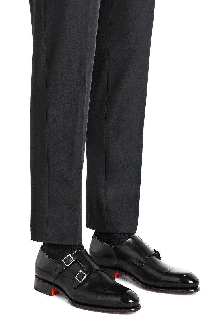 Santoni Double-Buckle Goodyear Hand-Antiqued Shoes