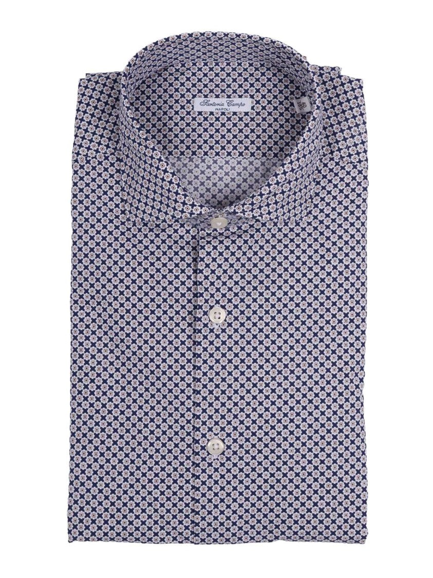 Sartoria Del Campo-Sonrisa Geometric Pattern Button Up Casual Shirt