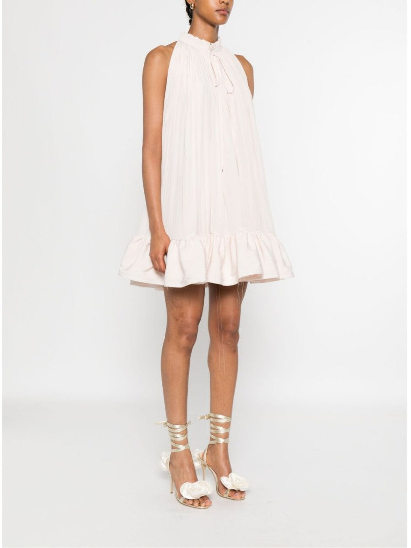 Lanvin Light Pink Ruffled Hem Frilled Dress