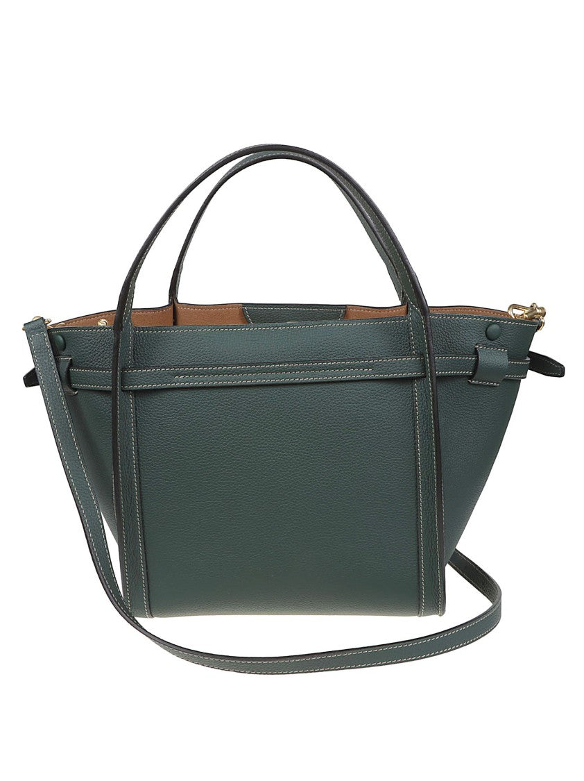 Tod's Small Tim Trapezoidal Green Leather Tote Bag