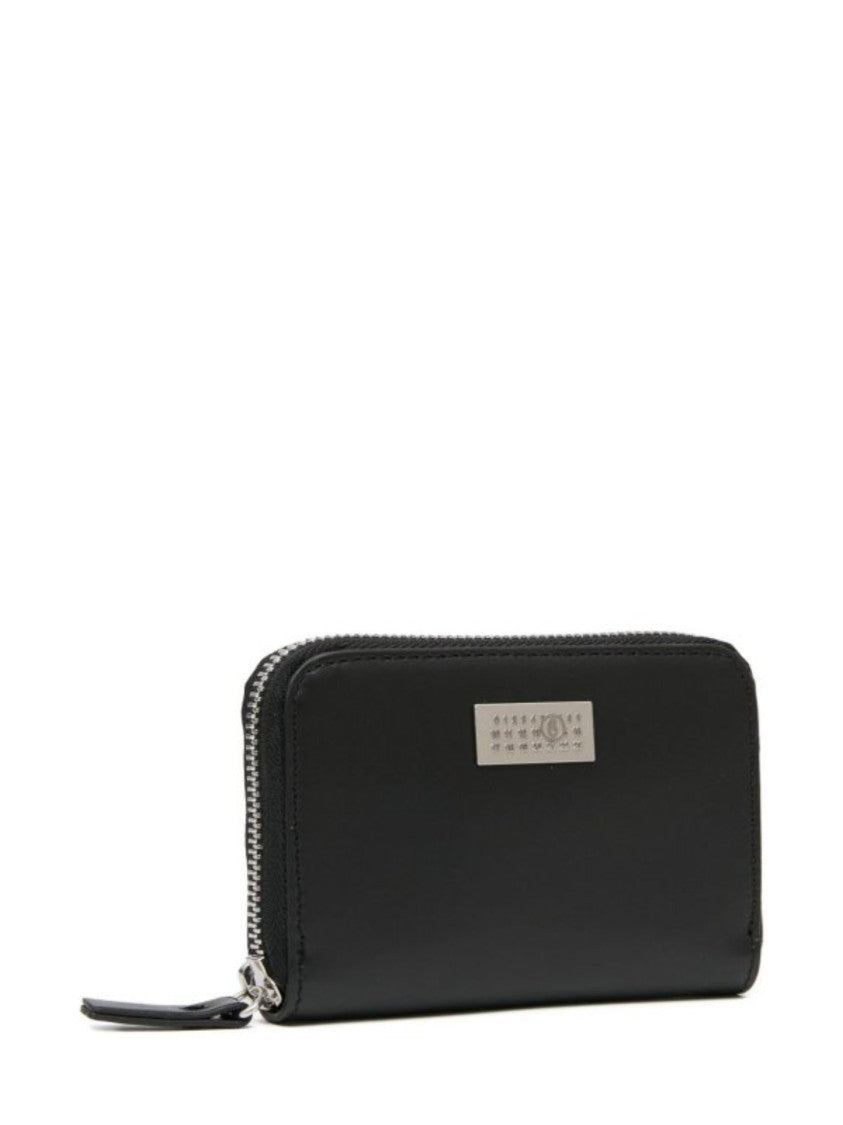 Mm6 By Maison Margiela Black Logo Tag Leather Wallet